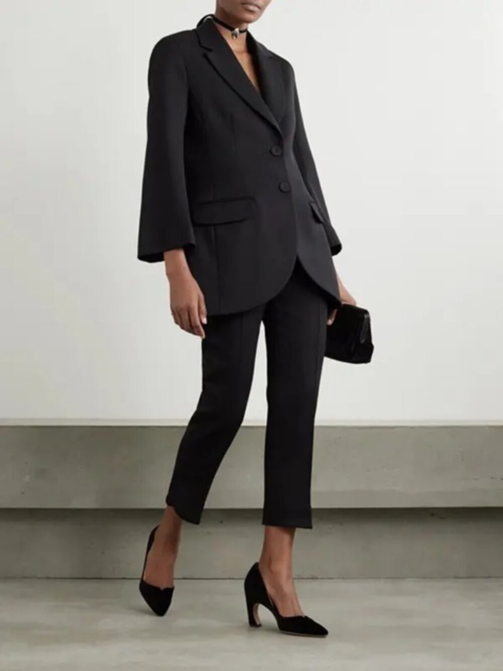 Chloe Atelie Jolie Wool Gabardine Blazer Suit Set Black 34 2